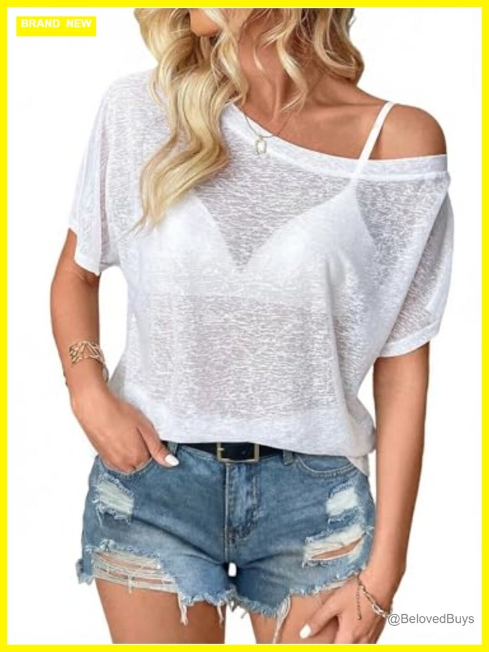 Off The Shoulder Mesh See Through Short Sleeve Summer Top